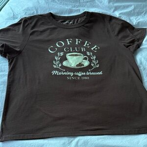 Modern Lux Brown Tee with Mint Coffee Club Graphic
